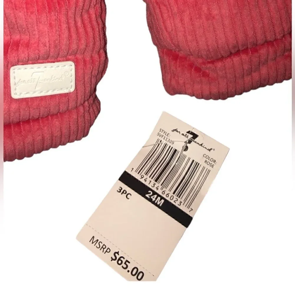 KIDS  24 Months 3 Piece “7 For All Mankind” With Pink Coat Flowered Top …